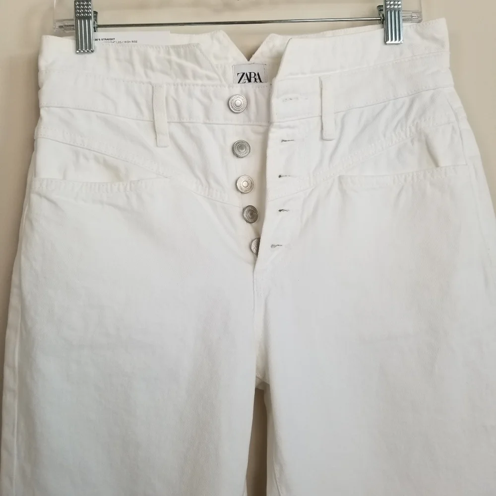 Zara 80's Straight High Rise Button Fly Jeans Size 4 NWT - Picture 2 of 6